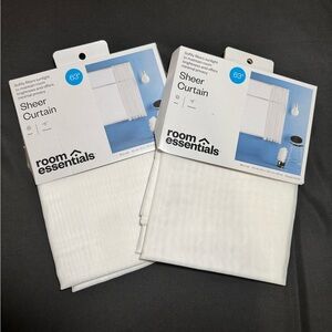 Room Essentials White Sheer Curtain Panel- 2 Pack